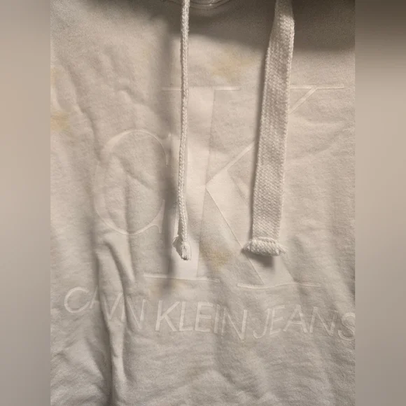 Calvin Klein Cream Crop Tie Front Hoodie Sz Medium - Picture 7 of 8